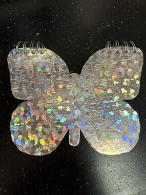 Once Upon a Rose Silver Sparkly Die Cut Butterfly Notebook Lined Girls